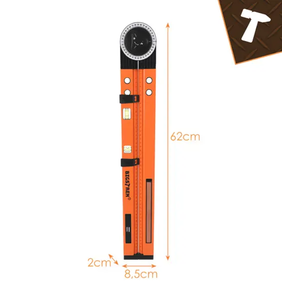 BIGSTREN 3u1 podesivi kutomjer, libela i šestar 500 mm