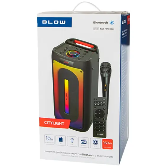 BLOW CityLIGHT Bluetooth Zvučnik 160 W s RGB Osvjetljenjem, FM Radiom i Mikrofonom