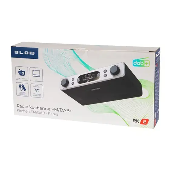 BLOW RK2 kuhinjski radio FM/DAB+ 2 × 5 W s LCD zaslonom – srebrni