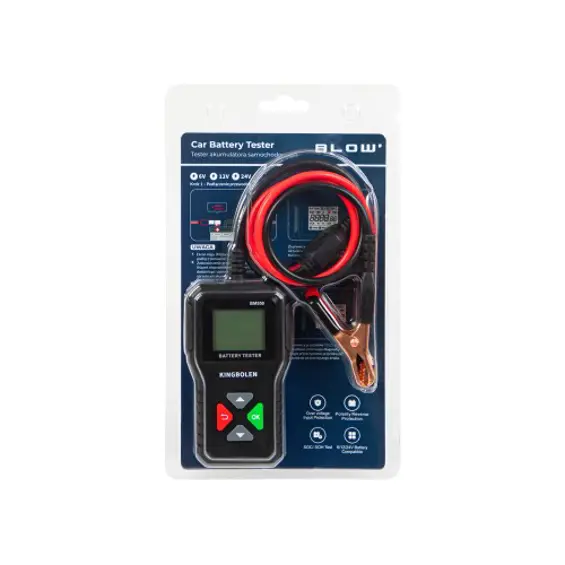 BLOW TA-02 Digitalni Tester Akumulatora – Za 6 V, 12 V i 24 V Akumulatore, LCD Zaslon i Dijagnostika Sustava Punjenja