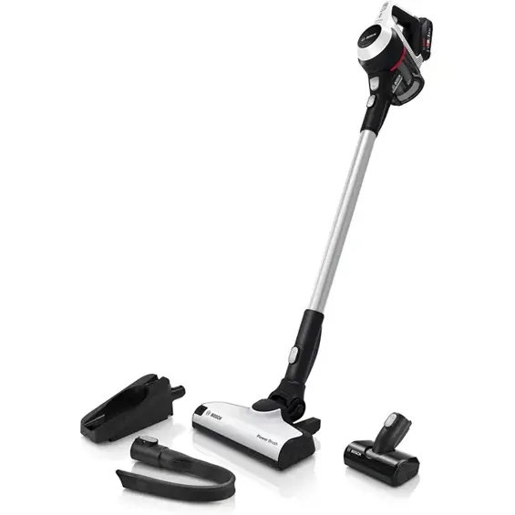 BOSCH Unlimited 6 BKS611MTB – Bežični štapni usisavač 18 V, do 30 min rada, izmjenjiva baterija, mini turbo četka, bijeli