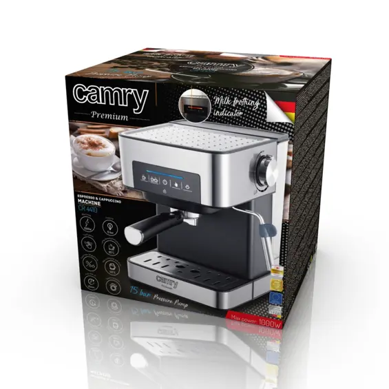 Camry CR 4410 Aparat za Espresso 15 Bar – 1000 W, Cappuccino, Dodirna Upravljačka Ploča