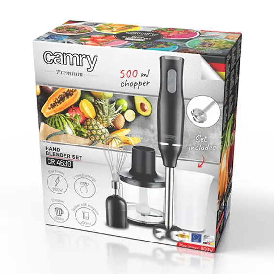 Camry CR 4630 Ručni Blender Set – 800 W, Sjeckalica, Pjenjača i Mjerna Posuda
