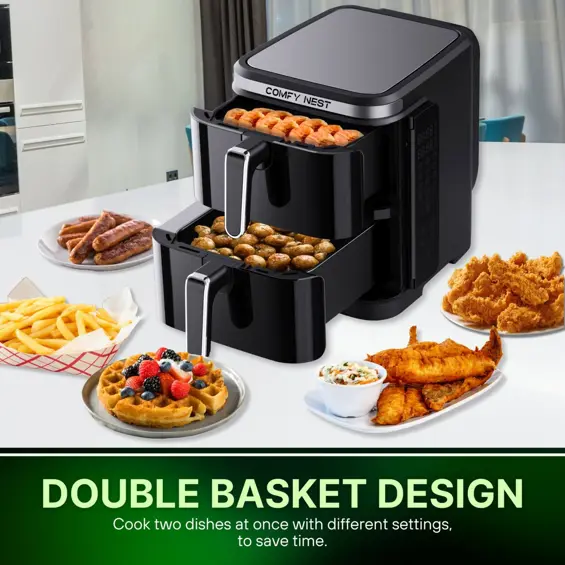 Comfy Nest CN-06177 Dual Air Fryer 11L 2800W – Dvostruka Friteza na Vrući Zrak s 2 Košare