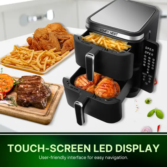 Comfy Nest CN-06177 Dual Air Fryer 11L 2800W – Dvostruka Friteza na Vrući Zrak s 2 Košare