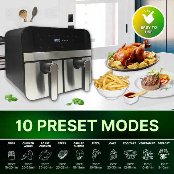 Comfy Nest CN-AFD45NS Dual Air Fryer 9L 1700W – Dvostruka Friteza na Vrući Zrak s 2 Košare