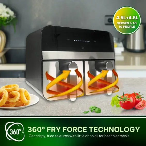 Comfy Nest CN-AFD45NS Dual Air Fryer 9L 1700W – Dvostruka Friteza na Vrući Zrak s 2 Košare