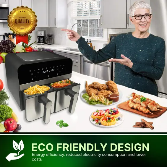 Comfy Nest CN-AFD45NS Dual Air Fryer 9L 1700W – Dvostruka Friteza na Vrući Zrak s 2 Košare