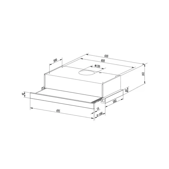 Crna ugradbena kuhinjska napa Berdsen BT-234 50 cm – kvalitetna ventilacija za kuhinju