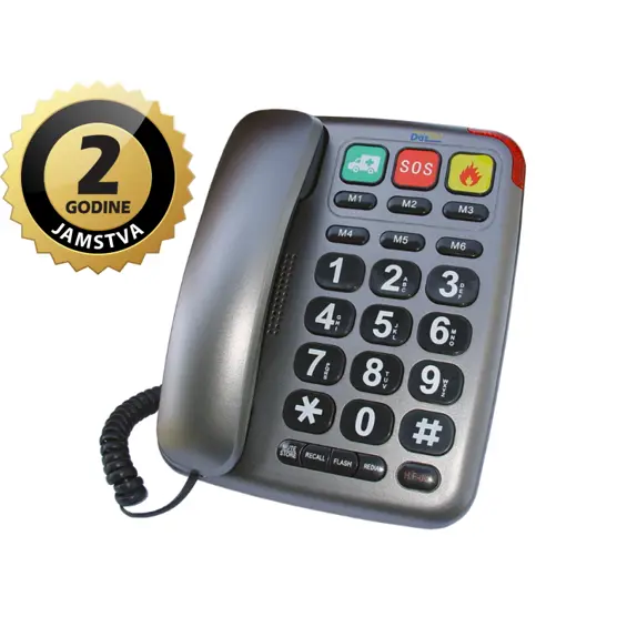 Dartel LJ-300 Žičani Stolni Telefon s Memorijom i Flash Funkcijom – Sivi