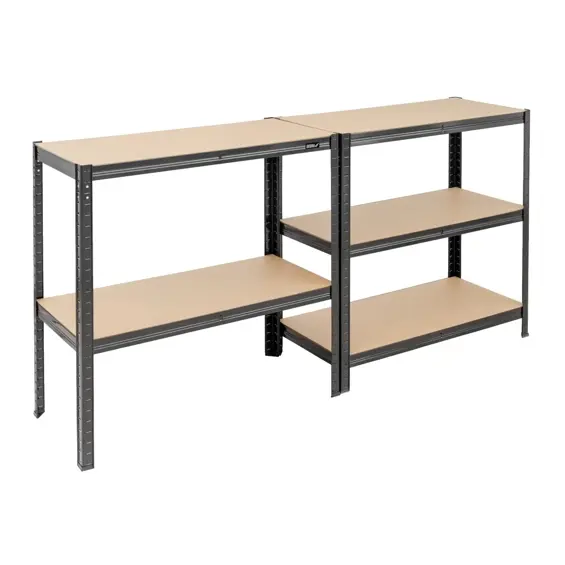 DEDRA N1411 metalni skladišni regal 180 × 90 × 40 cm, 5 MDF polica, 175 kg po polici – crni