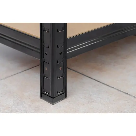 DEDRA N1411 metalni skladišni regal 180 × 90 × 40 cm, 5 MDF polica, 175 kg po polici – crni