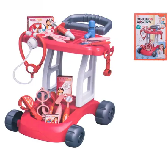 DOKTOR SET S MEDICINSKIM KOLICIMA CRVENI S PRIBROM 37×31,5×37,5 cm