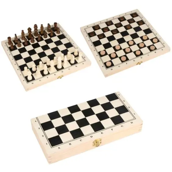 DRUŠTVENA IGRA ŠAH/DAMA 2U1 DRVO 29X15X4,5CM