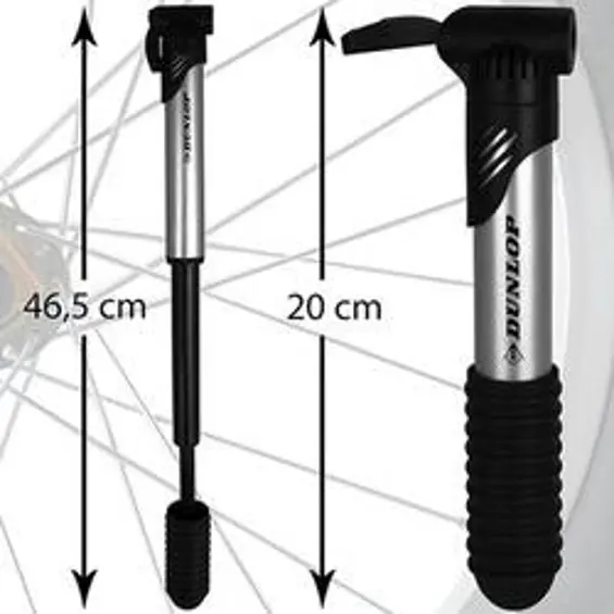 DUNLOP 170503 – Mini ručna pumpa za bicikl s manometrom, do 8 bara, univerzalni ventili, crna