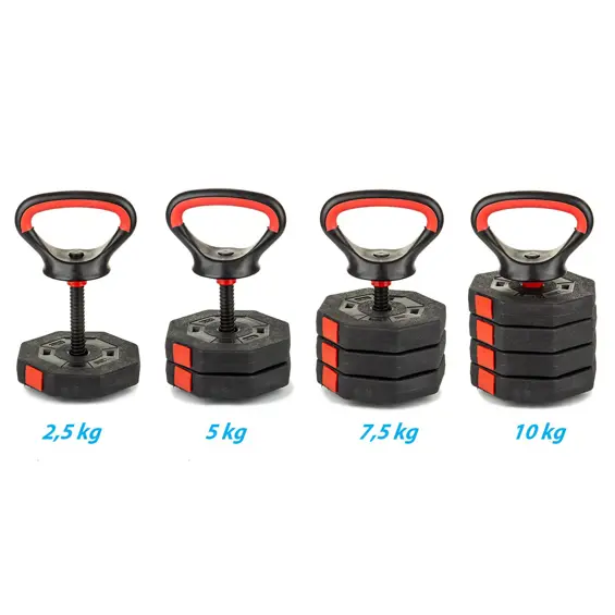 EB FIT podesivi kompozitni kettlebell 10 kg – 4 × 2,5 kg, podesiva težina