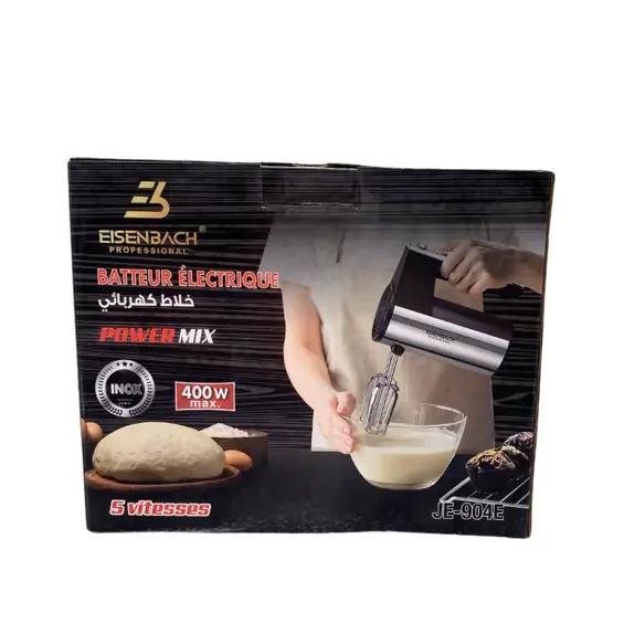Eisenbach JE-904E Ručni Mikser 400W s 5 Brzina – Hand Mixer s Pjenjačama i Kukama za Tijesto