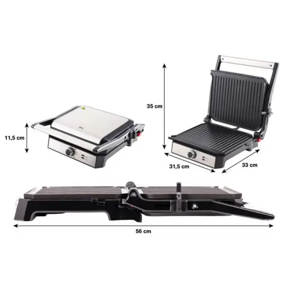 Eldom GK200 Kontaktni Grill – 2000 W, Regulacija Temperature, 2 Posude za Masnoću i Neprianjajuće Ploče