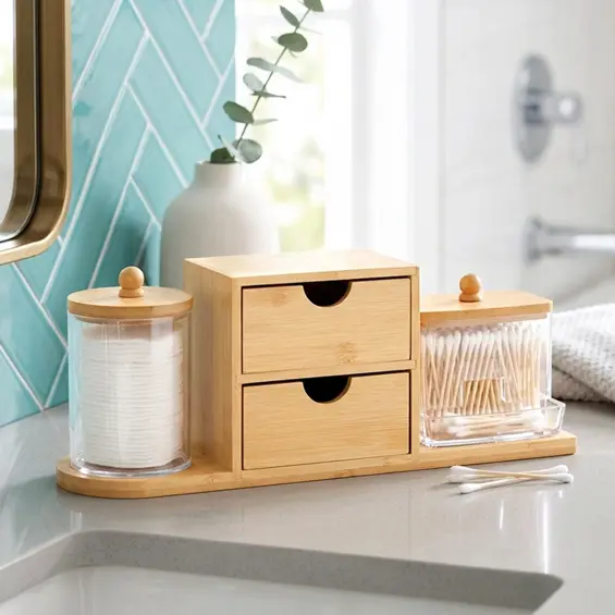 Eleganza bambusov kupaonski organizer za kozmetiku – 30 × 8 × 11,5 cm