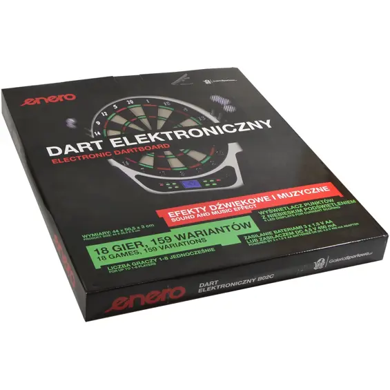ENERO 1029559 elektronički pikado 50,5 cm – 18 igara, 159 varijanti, 6 strelica, za 1–8 igrača
