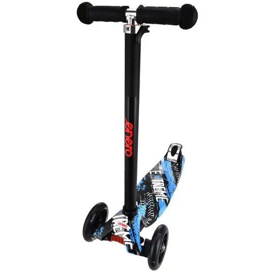 ENERO Maxi Extreme – Dječji romobil s 3 kotača, LED osvjetljenjem, podesivim upravljačem i nosivošću 50 kg, plavo-crni