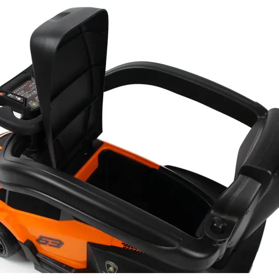 Enero Toys Lamborghini dječja guralica 3u1 – roditeljska ručka, zaštitna ograda, oslonci za noge, crno-narančasta