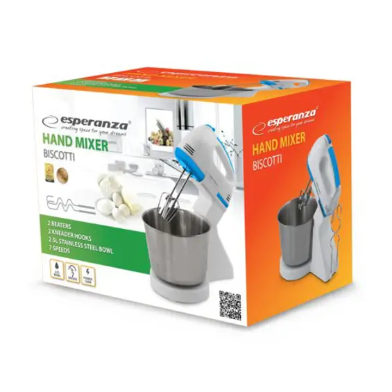 Esperanza EKM019WB BISCOTTI Samostojeći Mikser s Posudom 2,5 L – 150 W, 7 Brzina