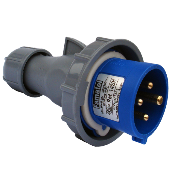 Famatel Utikač 16A, 220-240V, 3 polni (3P+T), H9,IP67 - 14201