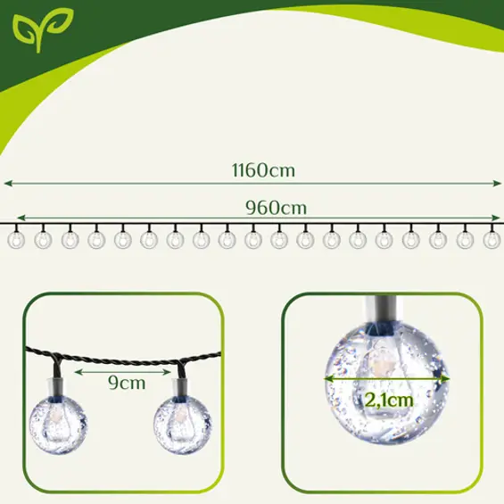Gardlov 24010-Solarna LED girlanda 100 kuglica 11,6 m – dekorativna vrtna rasvjeta