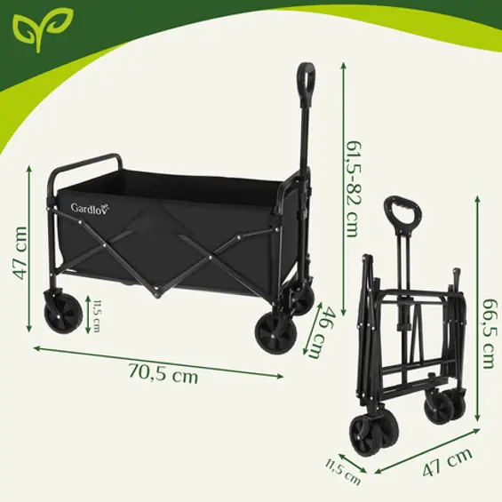 Gardlov 27542 Sklopiva Vrtna Kolica – 90 L, Nosivost 100 kg, 4 Kotača
