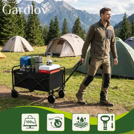 Gardlov 27542 Sklopiva Vrtna Kolica – 90 L, Nosivost 100 kg, 4 Kotača