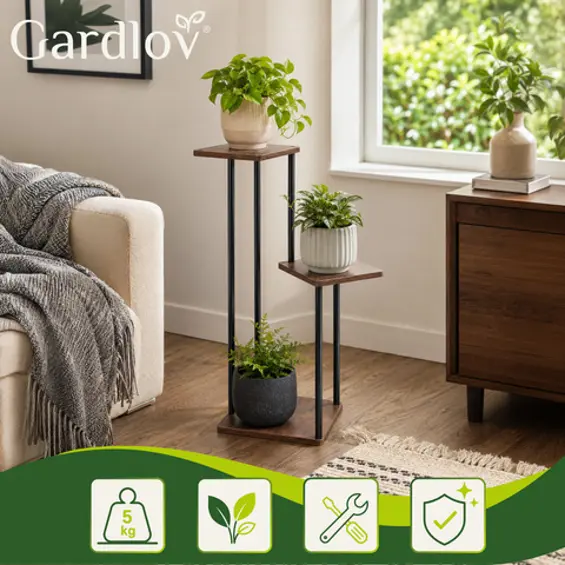 Gardlov 28173 Metalni Stalak za Cvijeće – 3 Razine, Loft Stil, Nosivost 40 kg