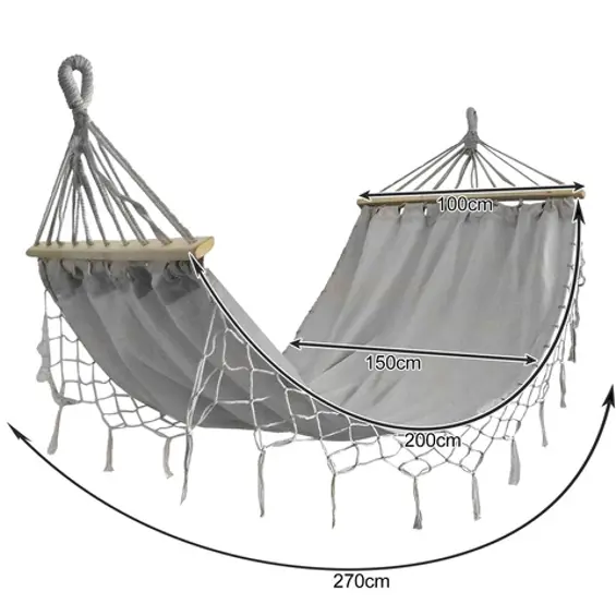 GARDLOV XXL viseća mreža za 2 osobe 270 cm | Nosivost 250 kg s drvenim prečkama