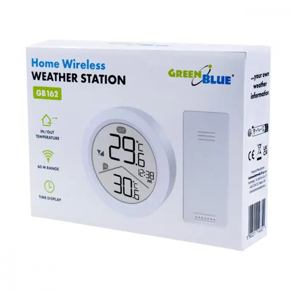 GreenBlue GB162 bežična meteorološka stanica s vanjskim senzorom, termometrom i satom