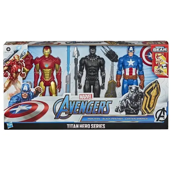 Hasbro Marvel Avengers Titan Hero Series Blast Gear – set 3 akcijske figure 30 cm, Iron Man, Captain America i Black Panther