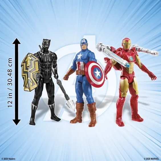Hasbro Marvel Avengers Titan Hero Series Blast Gear – set 3 akcijske figure 30 cm, Iron Man, Captain America i Black Panther