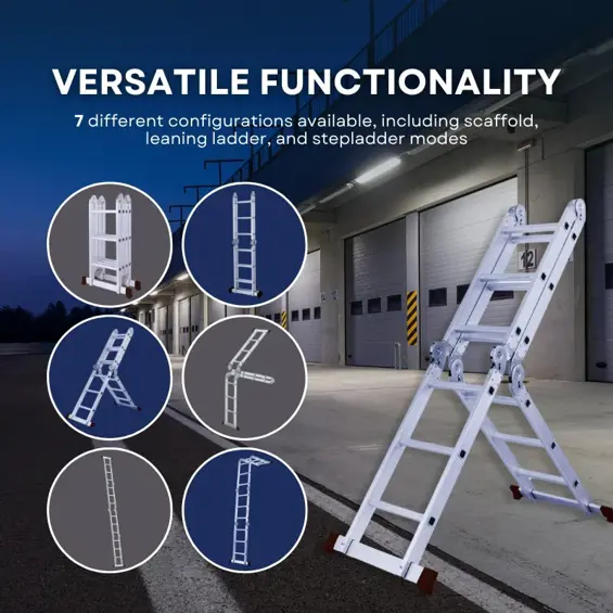 Herzberg HG-5002 aluminijske višenamjenske sklopive ljestve 3,62 m