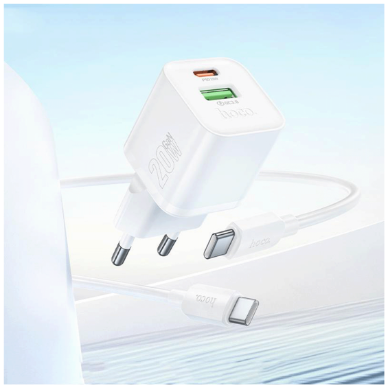 hoco. Punjač kućni sa type C kabelom, PD20W + QC3.0 - N65 Ingenious type C