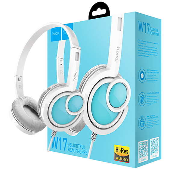 hoco. Slušalice sa mikrofonom, 3.5 mm,dužina kabela 1.5 met,bijela - W17 Delightful Headphones MIC WH