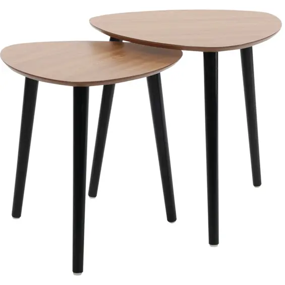 Home & Styling Ancona set 2 pomoćna stolića – MDF ploča, noge od borovine, prirodna/crna