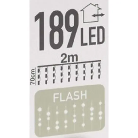 HOME STYLING COLLECTION – Božićne LED lampice zavjesa 200 × 70 cm, 189 LED, toplo bijele, trepereći efekt, IP44