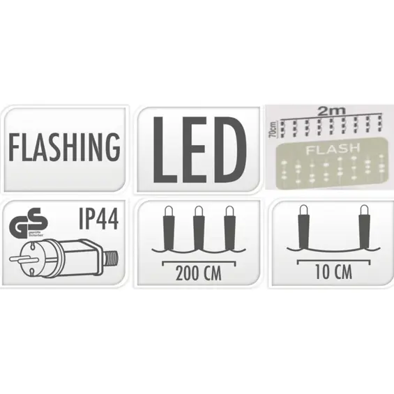 HOME STYLING COLLECTION – Božićne LED lampice zavjesa 200 × 70 cm, 189 LED, toplo bijele, trepereći efekt, IP44