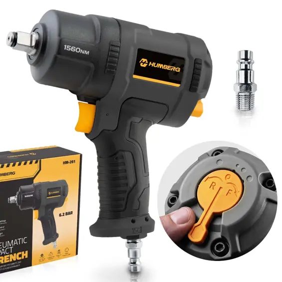 Humberg HM-261 pneumatski udarni ključ 1/2" 1560 Nm – 8500 o/min, Twin Hammer, 3 razine snage
