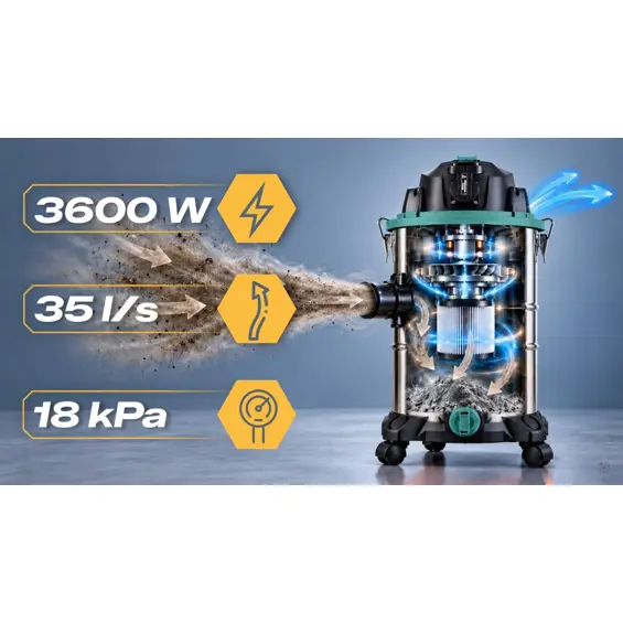 Humberg HM-409 – Industrijski usisavač za suho i mokro usisavanje, 30 L, 1600 W