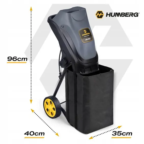 Humberg HM-650 električni usitnjivač grana 2500 W s 2 vreće 45 L