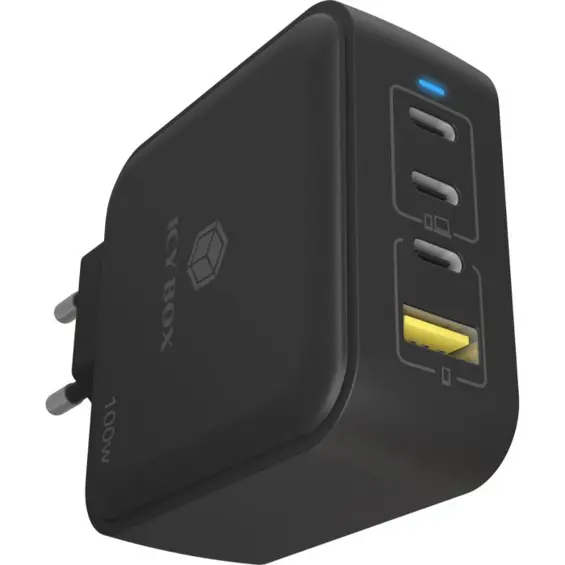 IcyBox IB-PS1040-PD 100W GaN Punjač – 4 Porta (2x USB-C + 2x USB-A) za Brzo Punjenje Laptopa i Telefona