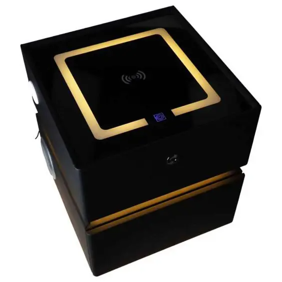 Ikonka KX2634_1 pametni viseći noćni ormarić – otisak prsta, bežično punjenje, Bluetooth, LED, crni