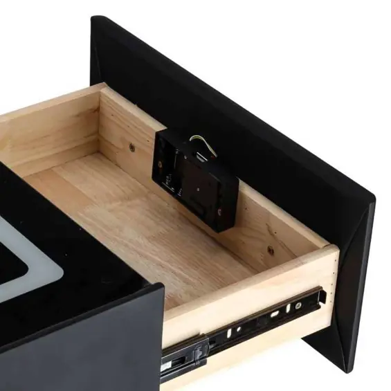 Ikonka KX2634_1 pametni viseći noćni ormarić – otisak prsta, bežično punjenje, Bluetooth, LED, crni