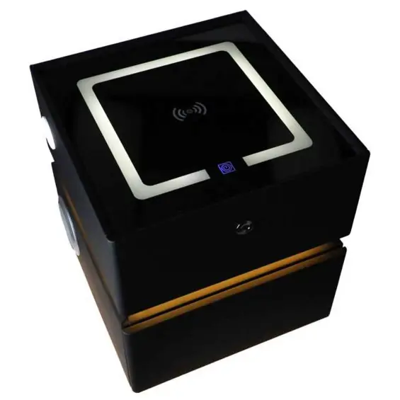Ikonka KX2634_1 pametni viseći noćni ormarić – otisak prsta, bežično punjenje, Bluetooth, LED, crni
