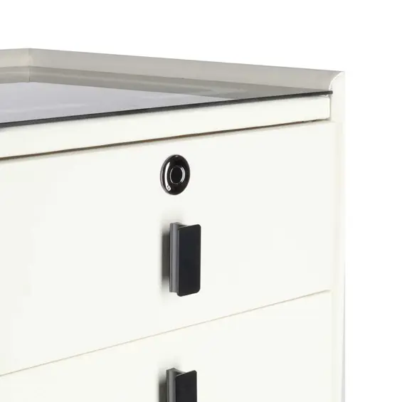 Ikonka KX2635 pametni noćni ormarić – otisak prsta, bežično punjenje, Bluetooth zvučnik, USB, LED, ecru